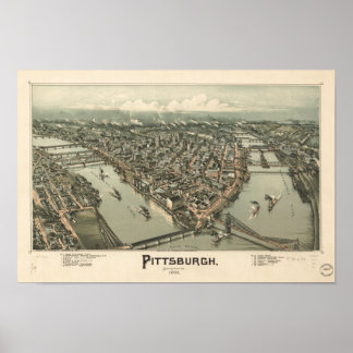 Pittsburgh Pennsylvania 1902 Antiek Panorama Poster
