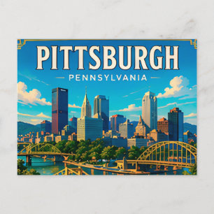 🌉 Pittsburgh Pennsylvania Bruggen En Silhouet Briefkaart