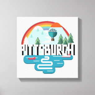 Pittsburgh, Pennsylvania   Cityscape Design Canvas Afdruk