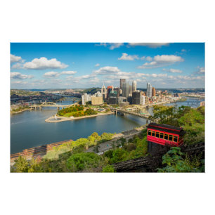 Pittsburgh Pennsylvania Duquesne Inline Uitzicht Perfect Poster