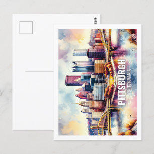 Pittsburgh Pennsylvania Famous Travel waterverf Briefkaart