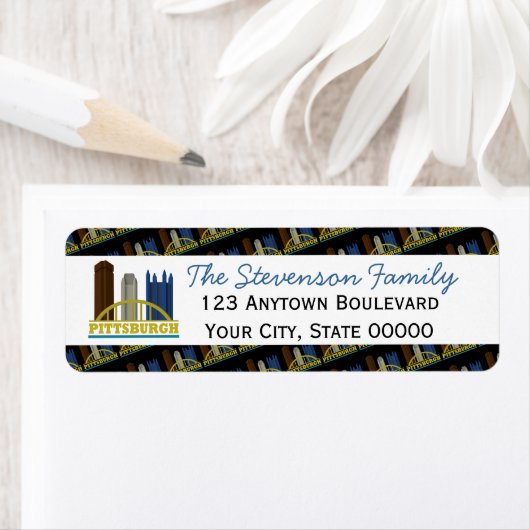 Pittsburgh Pennsylvania Skyline Gepersonaliseerd Etiket (Insitu)
