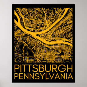 Pittsburgh Pennsylvania Steel City kaart art Poster