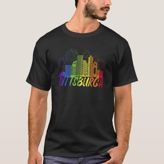 Pittsburgh Pride Skyline Pride Parade Pittsburgh T-shirt (Voorkant)