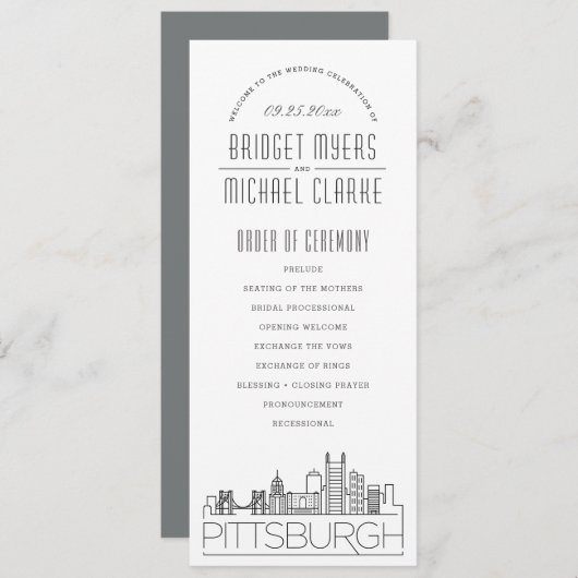 Pittsburgh | Programme Moderne de Mariage Déco (Devant / Derrière)