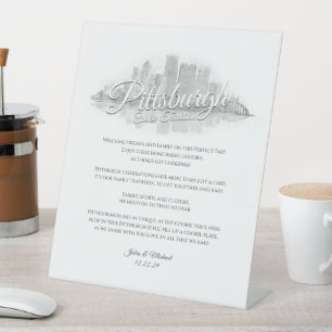 Pittsburgh Schets Cookie Tafel Teken Reclamebord Met Voetstuk