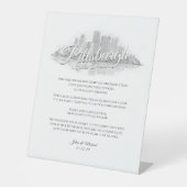 Pittsburgh Schets Cookie Tafel Teken Reclamebord Met Voetstuk (Voorkant)