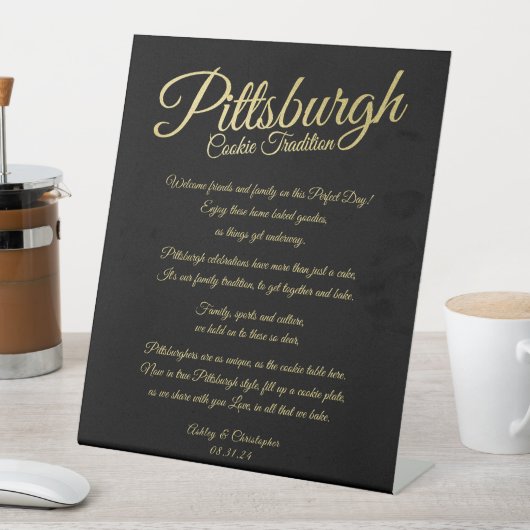 Pittsburgh Schets Cookie Tafel Teken Reclamebord Met Voetstuk (Insitu)
