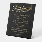 Pittsburgh Schets Cookie Tafel Teken Reclamebord Met Voetstuk (Voorkant)