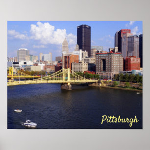 Pittsburgh Skyline Allegheny River Clemente Bridge Poster