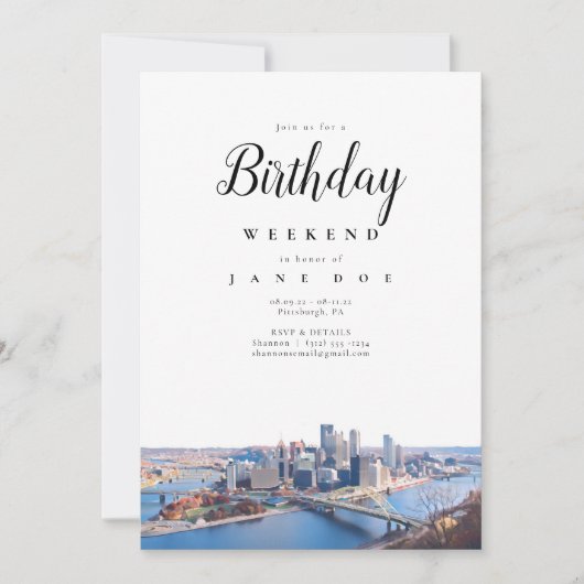 Pittsburgh Skyline Anniversaire Weekend Invitation (Devant)