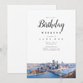 Pittsburgh Skyline Anniversaire Weekend Invitation (Devant / Derrière)