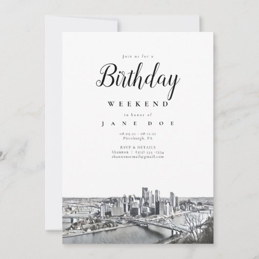 Pittsburgh Skyline Anniversaire Weekend Invitation (Devant)