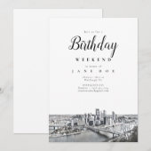 Pittsburgh Skyline Anniversaire Weekend Invitation (Devant / Derrière)