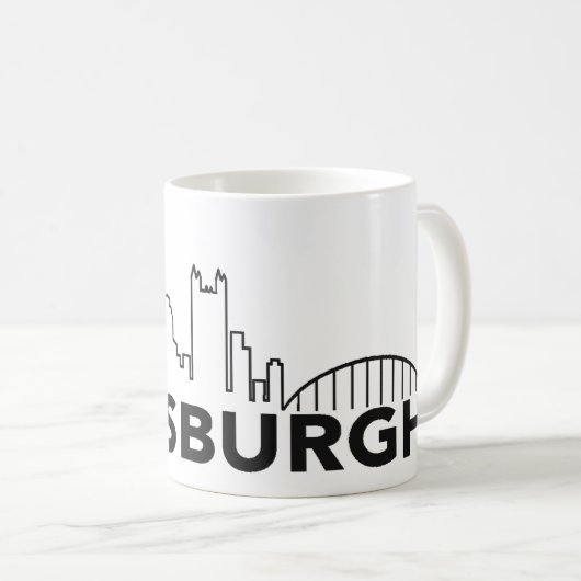 Pittsburgh Skyline Coffee Mok (zwart) (Voorkant rechts)