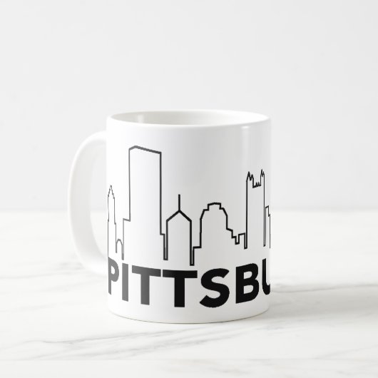 Pittsburgh Skyline Coffee Mok (zwart) (Voorkant links)