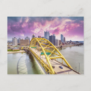 Pittsburgh Skyline en Fort Pitt Bridge Briefkaart