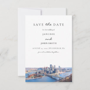 Pittsburgh Skyline Flat Save the Date Card