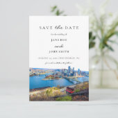 Pittsburgh Skyline Flat Save the Date Card (Staand voorkant)