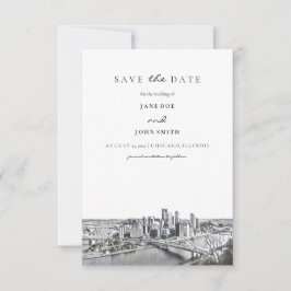 Pittsburgh Skyline Flat Save the Date Card