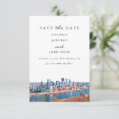 Pittsburgh Skyline Flat Save the Date Card (Staand voorkant)