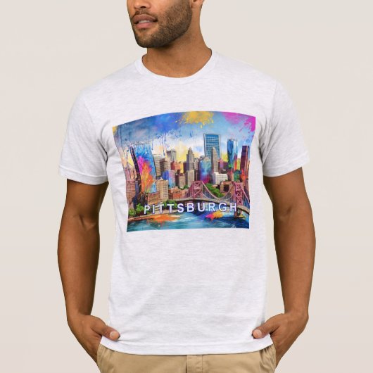 Pittsburgh Skyline Graffiti Art T-shirt (Voorkant)