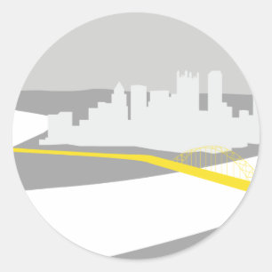 Pittsburgh skyline grafisch ronde sticker