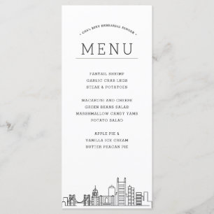 Pittsburgh Skyline Huwelijksevenement Diner Menu