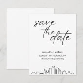 Pittsburgh Skyline MINIMALIST Save the Date Kaart (Voorkant / Achterkant)