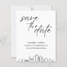 Pittsburgh Skyline MINIMALIST Save the Date