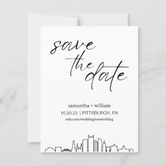 Pittsburgh Skyline MINIMALIST Save the Date Kaart