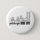 Pittsburgh Skyline Ronde Button 5,7 Cm (Voorkant)