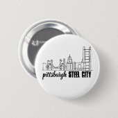 Pittsburgh Skyline Ronde Button 5,7 Cm (Voorkant /achterkant)
