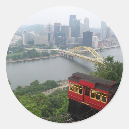 Pittsburgh Skyline Ronde Sticker (Voorkant)