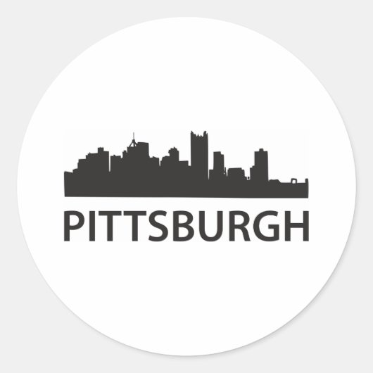 Pittsburgh Skyline Ronde Sticker (Voorkant)