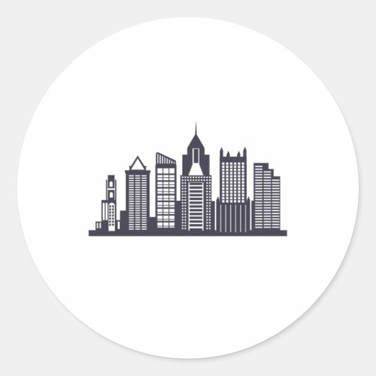 Pittsburgh Skyline Ronde Sticker (Voorkant)