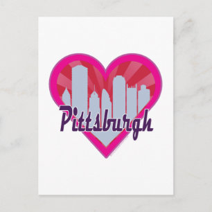 Pittsburgh Skyline Sunburst Heart Briefkaart