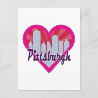Pittsburgh Skyline Sunburst Heart Briefkaart
