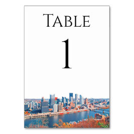 Pittsburgh Skyline Table Numbers Kaart