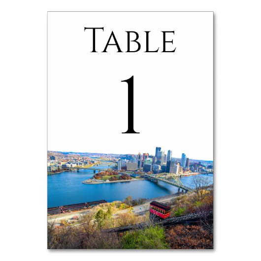 Pittsburgh Skyline Table Numbers Kaart (Voorkant)
