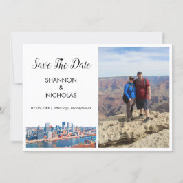 Pittsburgh Skyline Verloving Photo Save the Date