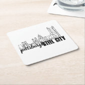 Pittsburgh Skyline Vierkante Kartonnen Onderzetter (Schuin)