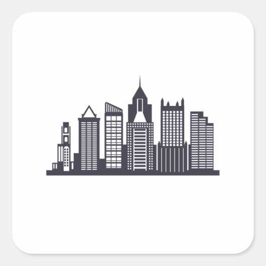 Pittsburgh Skyline Vierkante Sticker (Voorkant)
