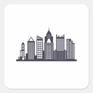 Pittsburgh Skyline Vierkante Sticker