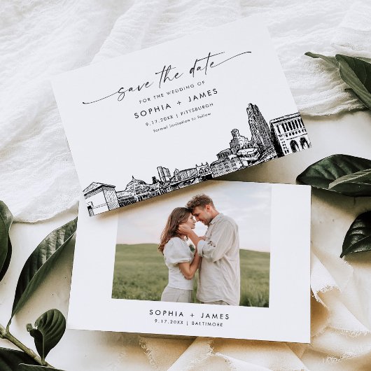 Pittsburgh Skyline Wedding Enregistrer la carte Da
