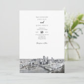 Pittsburgh Skyline Wedding Invitation Kaart (Staand voorkant)