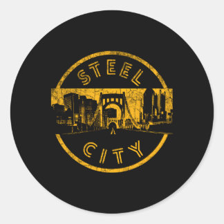 Pittsburgh SL City Skyline Bridge Ronde Sticker