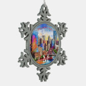 Pittsburgh Snowflake Pewter Kerstversiering Tin Sneeuwvlok Ornament (Links)