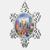 Pittsburgh Snowflake Pewter Kerstversiering Tin Sneeuwvlok Ornament (Rechts)