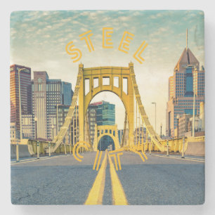Pittsburgh Steel City Skyline 412 Pennsylvania Can Stenen Onderzetter